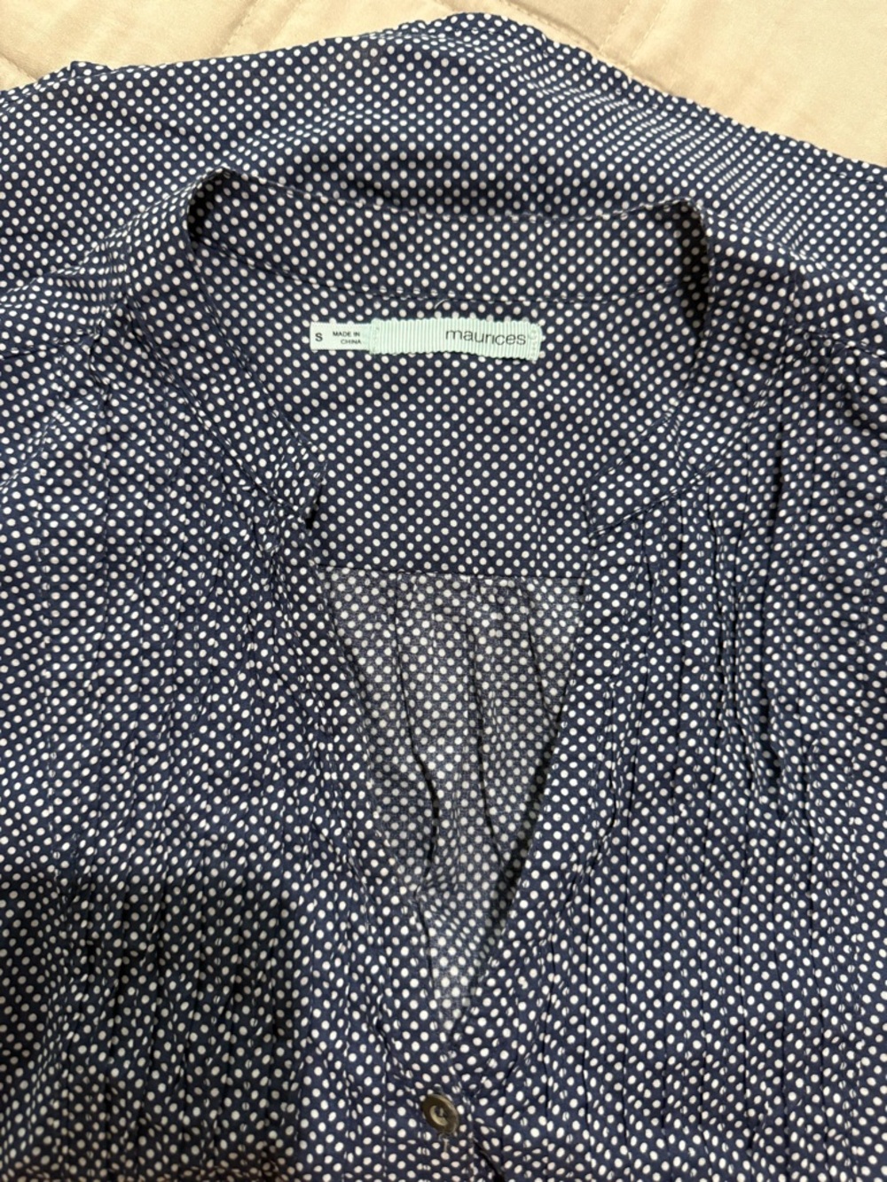 Maurices Navy with White Polka Dot Blouse